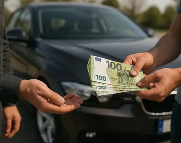 Ein erfolgreicher Barkauf beim Autoankauf in Bergheim zeigt den Abschluss eines fairen Deals.